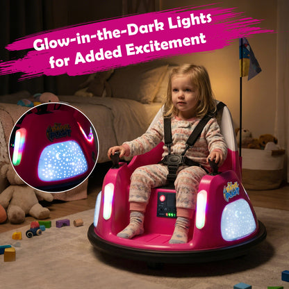 12V Kids Ride On Bumper Car with Remote Control and Flashing Lights, Pink Powered Ride On Toys at Gallery Canada