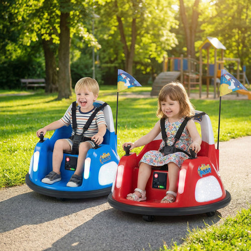 12V Kids Ride On Bumper Car with Remote Control and Flashing Lights, Red