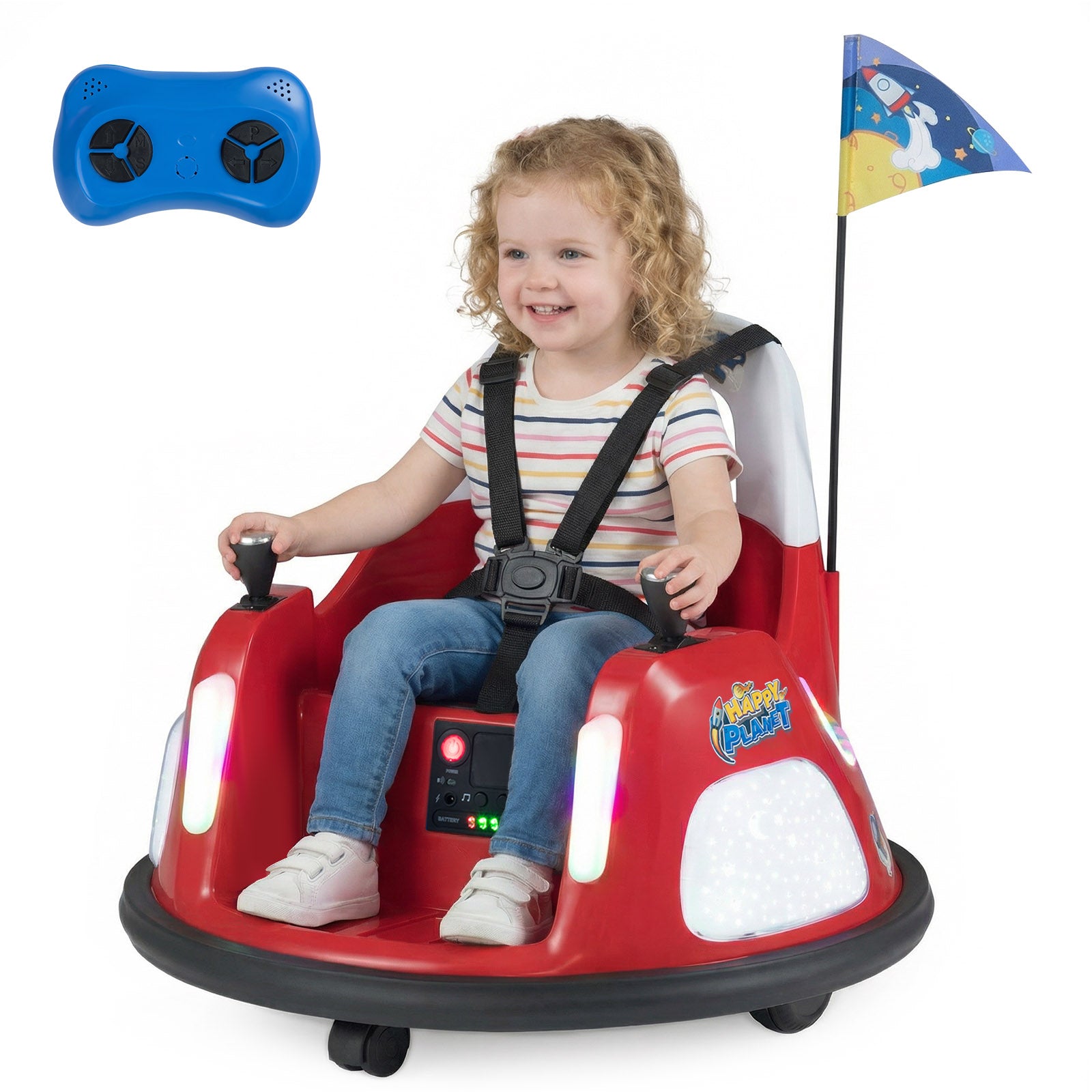 12V Kids Ride On Bumper Car with Remote Control and Flashing Lights, Red Powered Ride On Toys at Gallery Canada