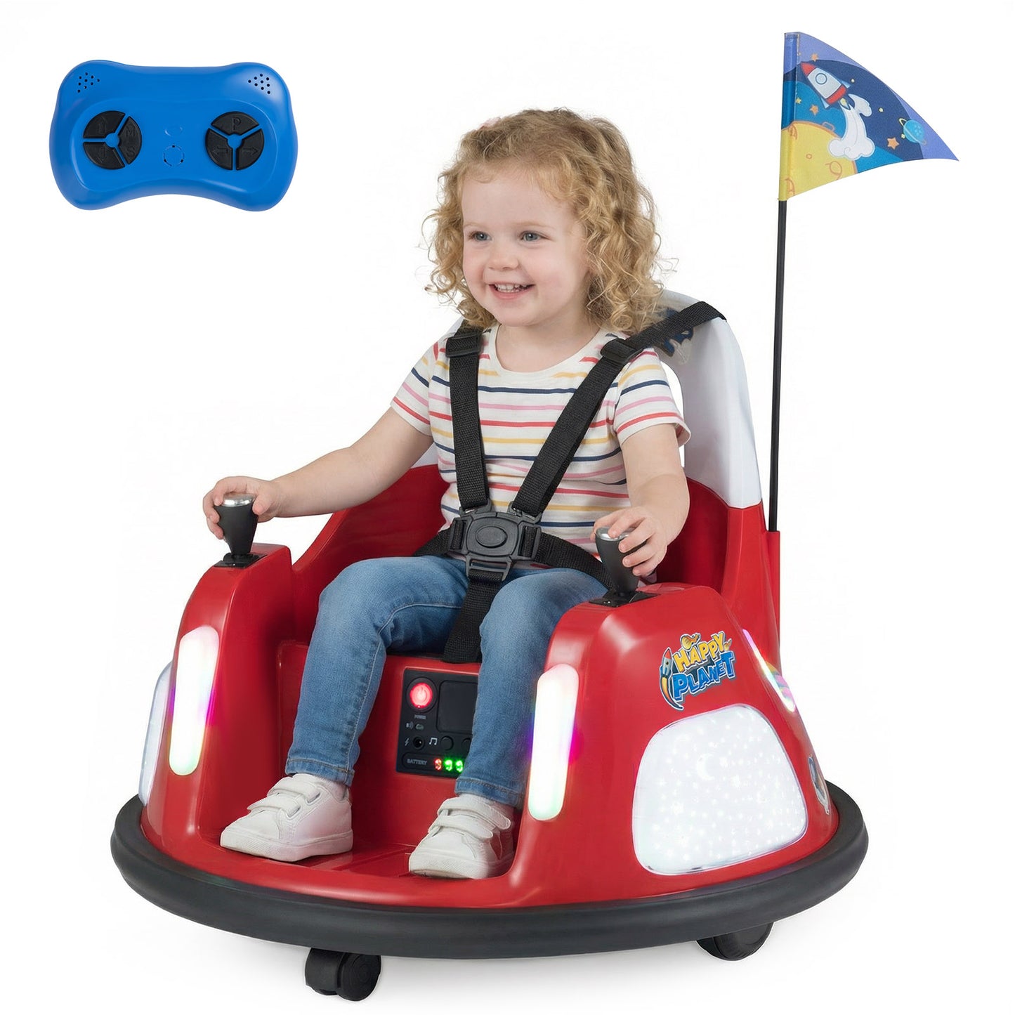 12V Kids Ride On Bumper Car with Remote Control and Flashing Lights, Red Powered Ride On Toys at Gallery Canada