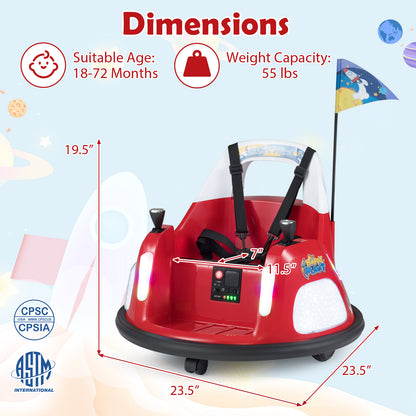 12V Kids Ride On Bumper Car with Remote Control and Flashing Lights, Red Powered Ride On Toys at Gallery Canada