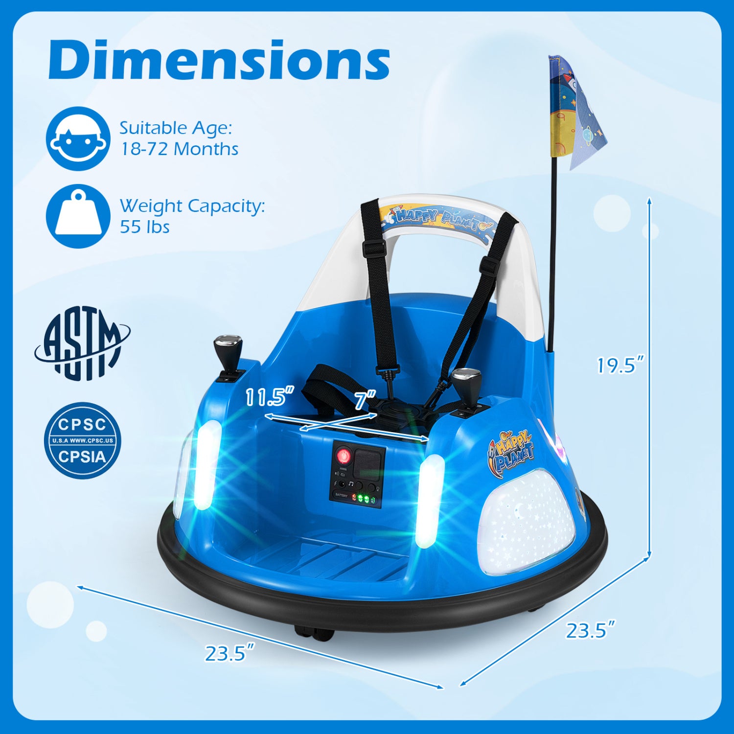 12V Kids Ride On Bumper Car with Remote Control and Flashing Lights, Blue Powered Ride On Toys at Gallery Canada