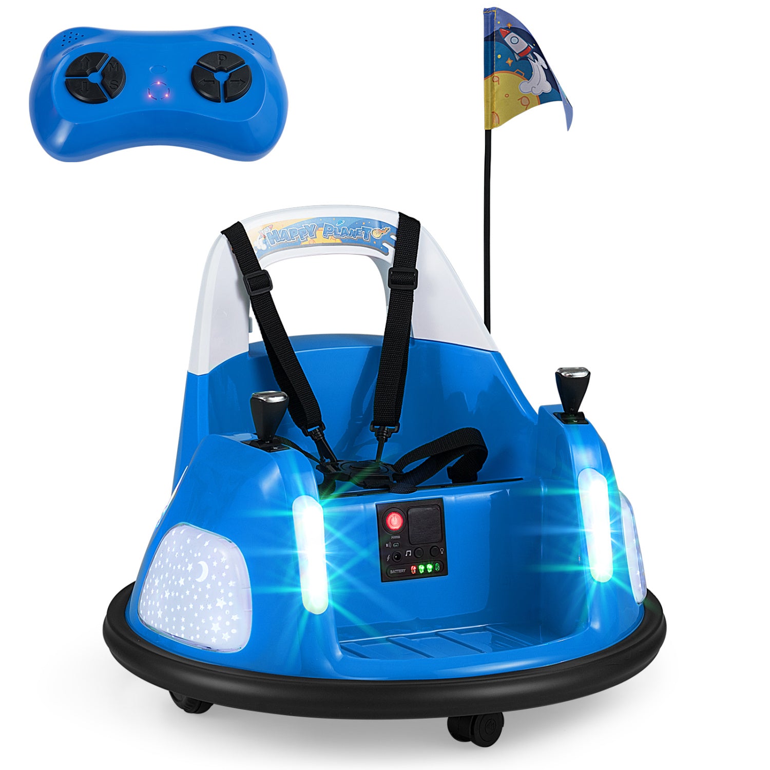 12V Kids Ride On Bumper Car with Remote Control and Flashing Lights, Blue Powered Ride On Toys at Gallery Canada