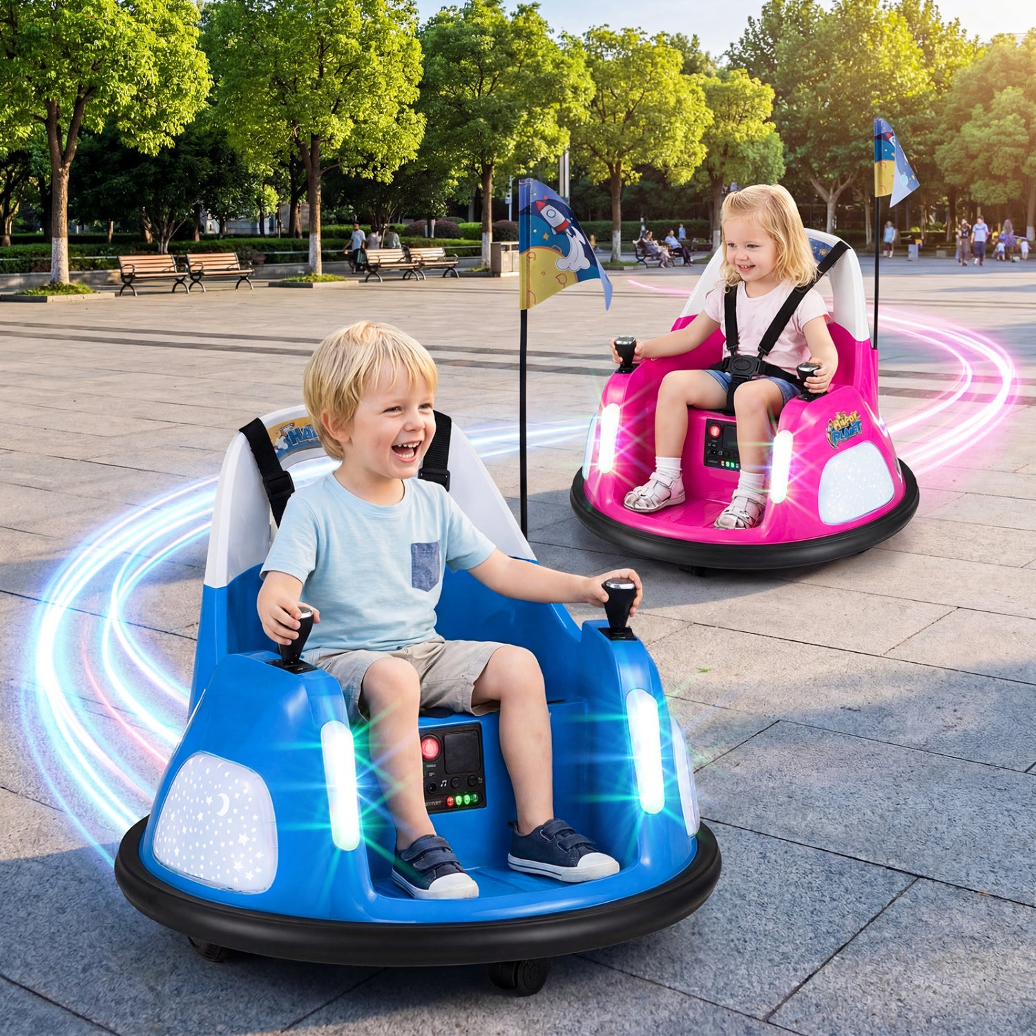 12V Kids Ride On Bumper Car with Remote Control and Flashing Lights, Blue Powered Ride On Toys at Gallery Canada