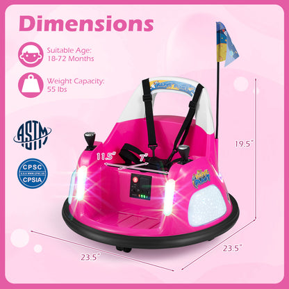 12V Kids Ride On Bumper Car with Remote Control and Flashing Lights, Pink Powered Ride On Toys at Gallery Canada