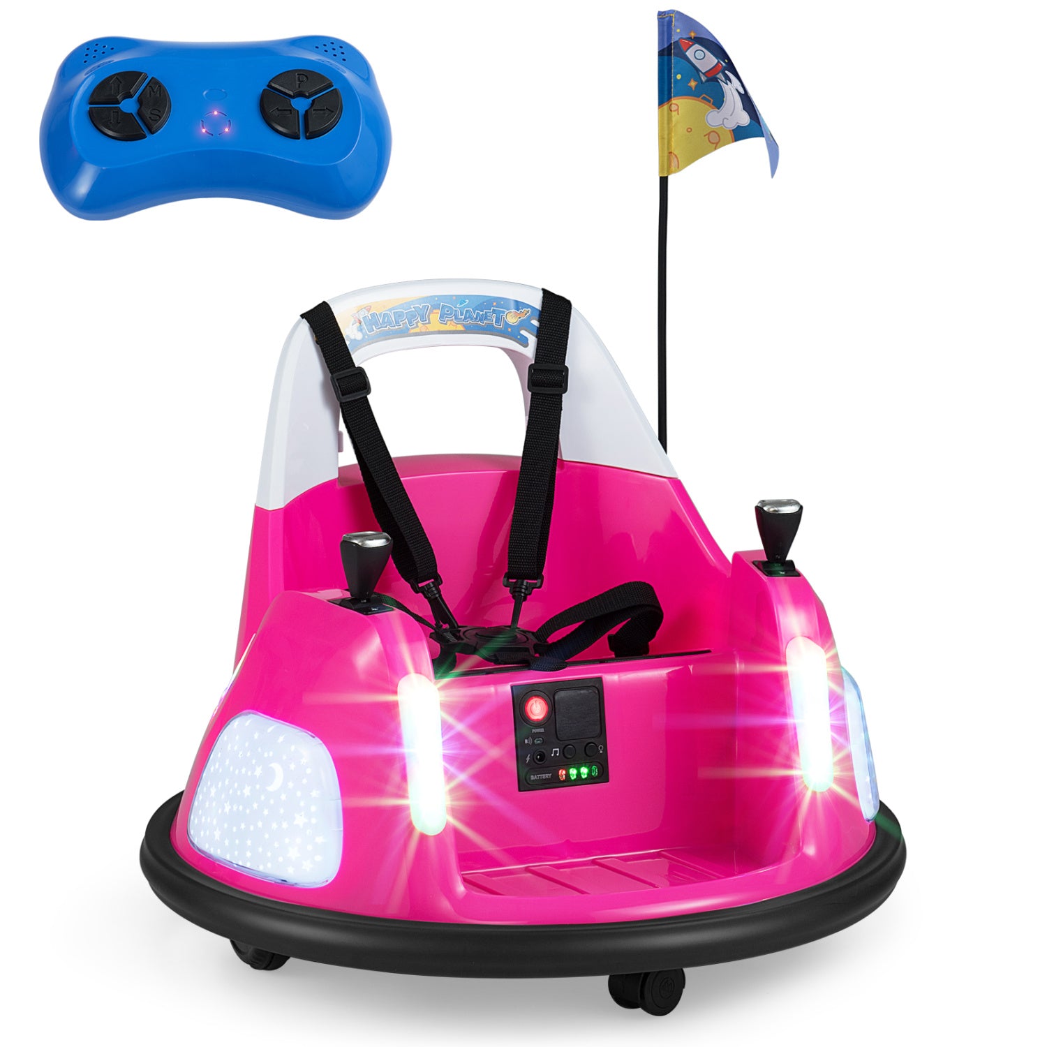 12V Kids Ride On Bumper Car with Remote Control and Flashing Lights, Pink Powered Ride On Toys at Gallery Canada