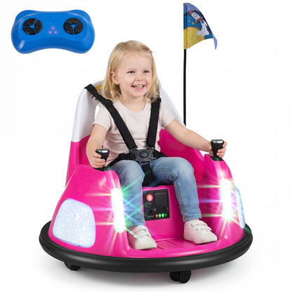 12V Kids Ride On Bumper Car with Remote Control and Flashing Lights, Pink Powered Ride On Toys at Gallery Canada