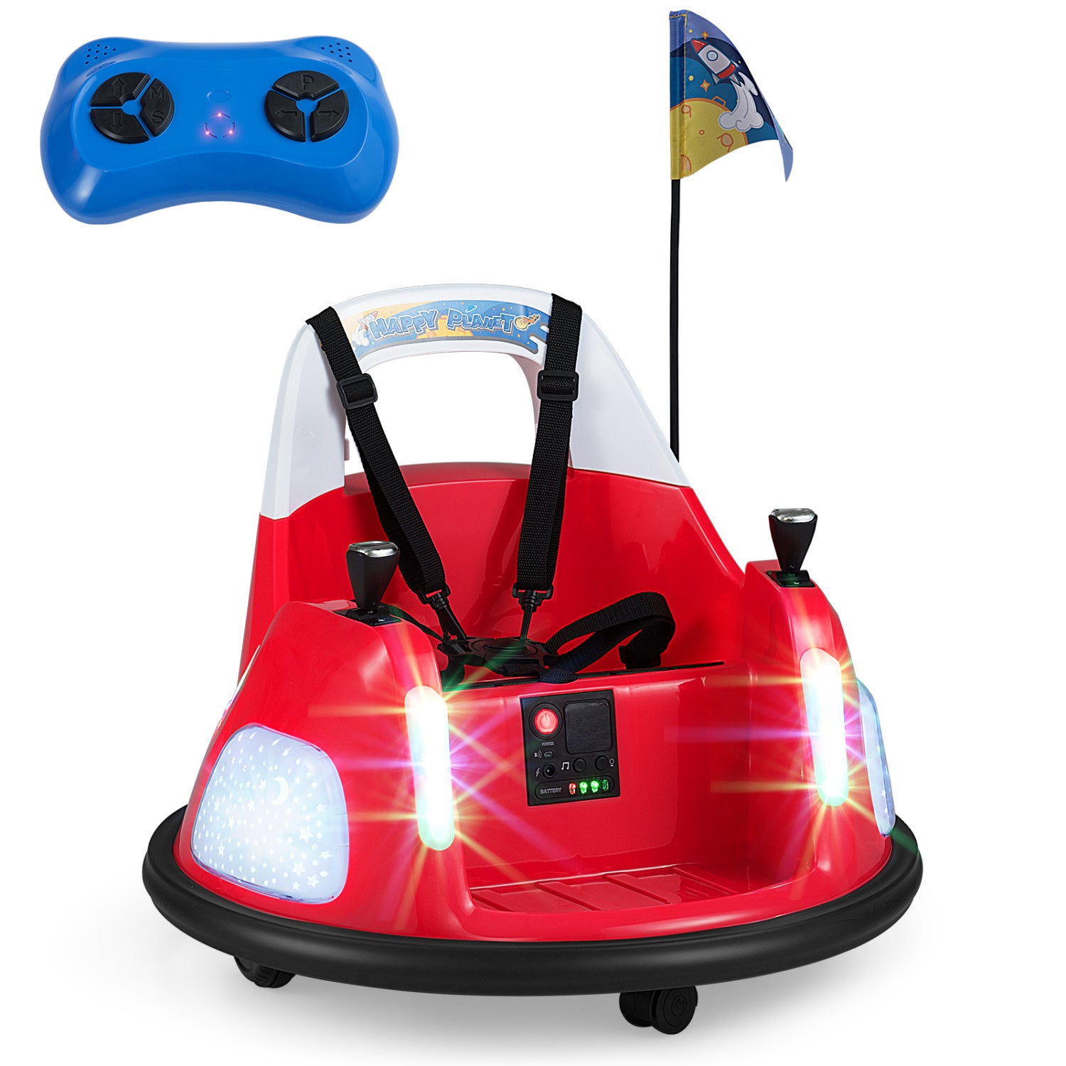 12V Kids Ride On Bumper Car with Remote Control and Flashing Lights, Red Powered Ride On Toys at Gallery Canada