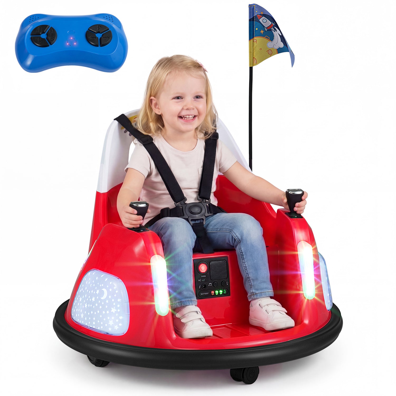 12V Kids Ride On Bumper Car with Remote Control and Flashing Lights, Red Powered Ride On Toys at Gallery Canada