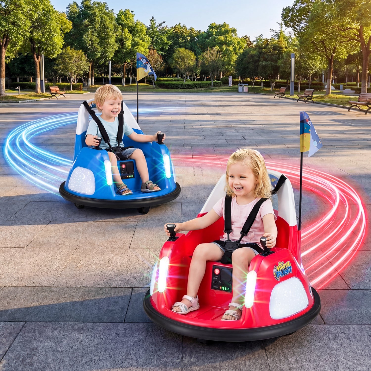 12V Kids Ride On Bumper Car with Remote Control and Flashing Lights, Red Powered Ride On Toys at Gallery Canada
