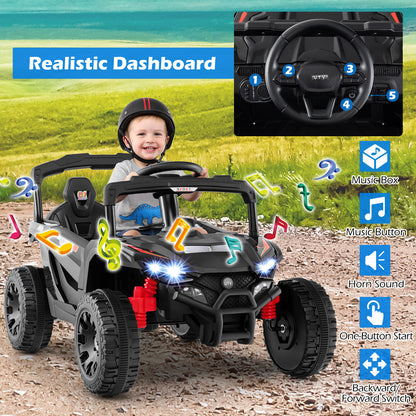 12V Kids Ride On Car UTV Electric Vehicle with LED Lights Music and Horn, Black Powered Ride On Toys at Gallery Canada