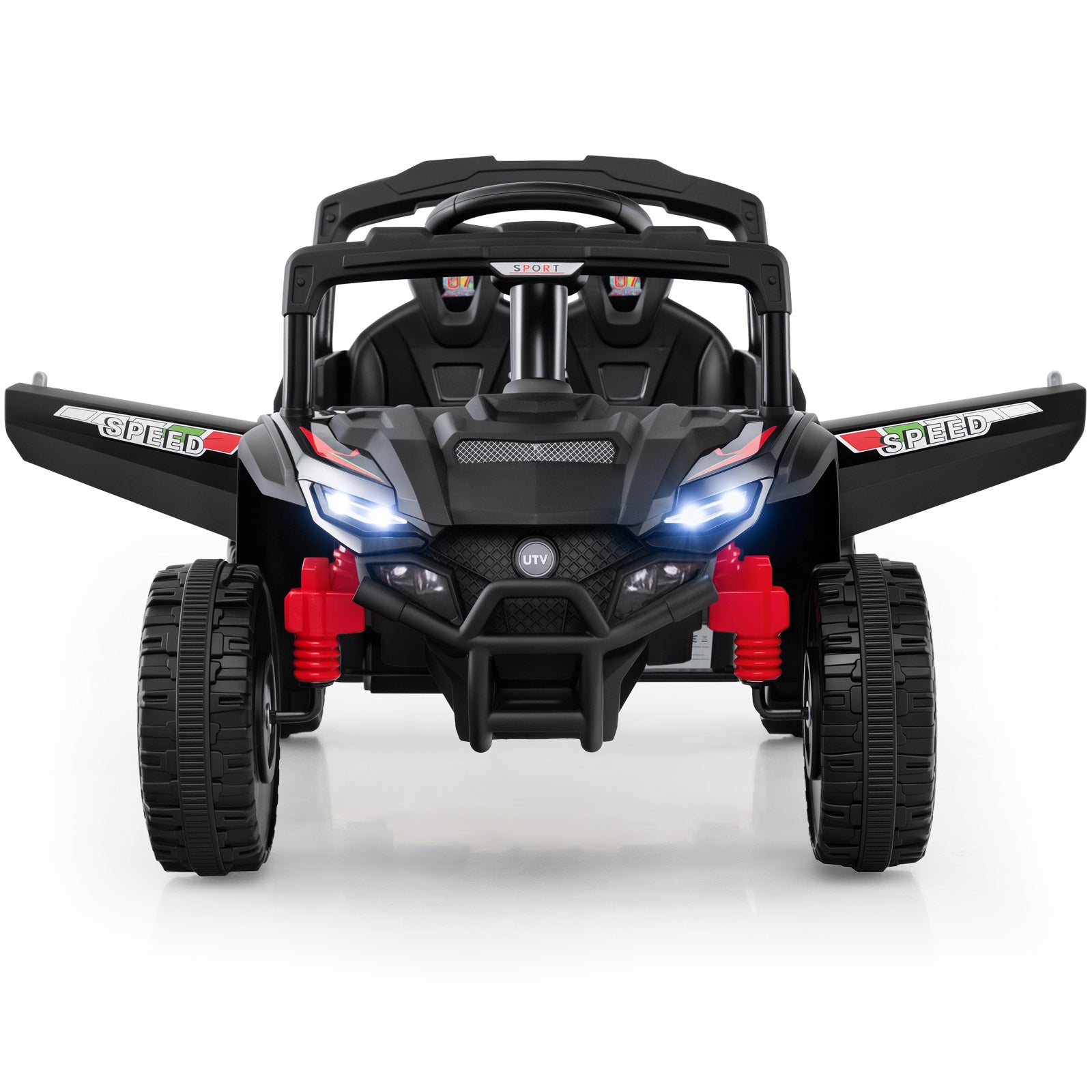 12V Kids Ride On Car UTV Electric Vehicle with LED Lights Music and Horn, Black Powered Ride On Toys at Gallery Canada