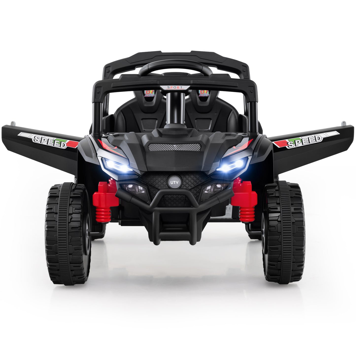 12V Kids Ride On Car UTV Electric Vehicle with LED Lights Music and Horn, Black Powered Ride On Toys at Gallery Canada
