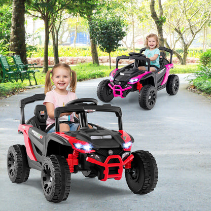 12V Kids Ride On Car UTV Electric Vehicle with LED Lights Music and Horn, Red Powered Ride On Toys at Gallery Canada