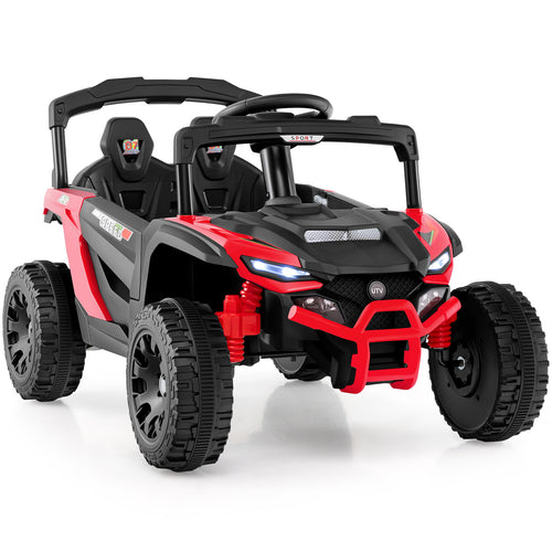 12V Kids Ride On Car, LED Lights, Music, Horn, Red
