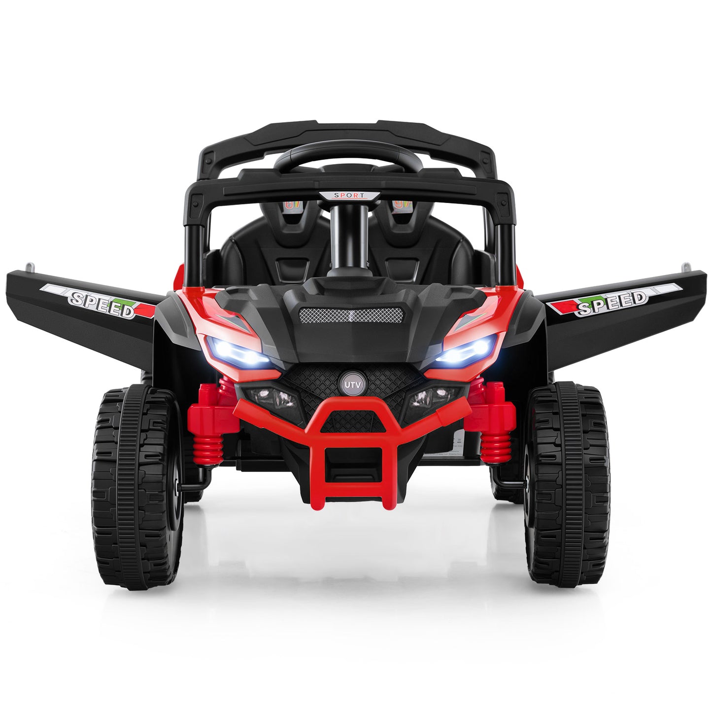 12V Kids Ride On Car UTV Electric Vehicle with LED Lights Music and Horn, Red Powered Ride On Toys at Gallery Canada