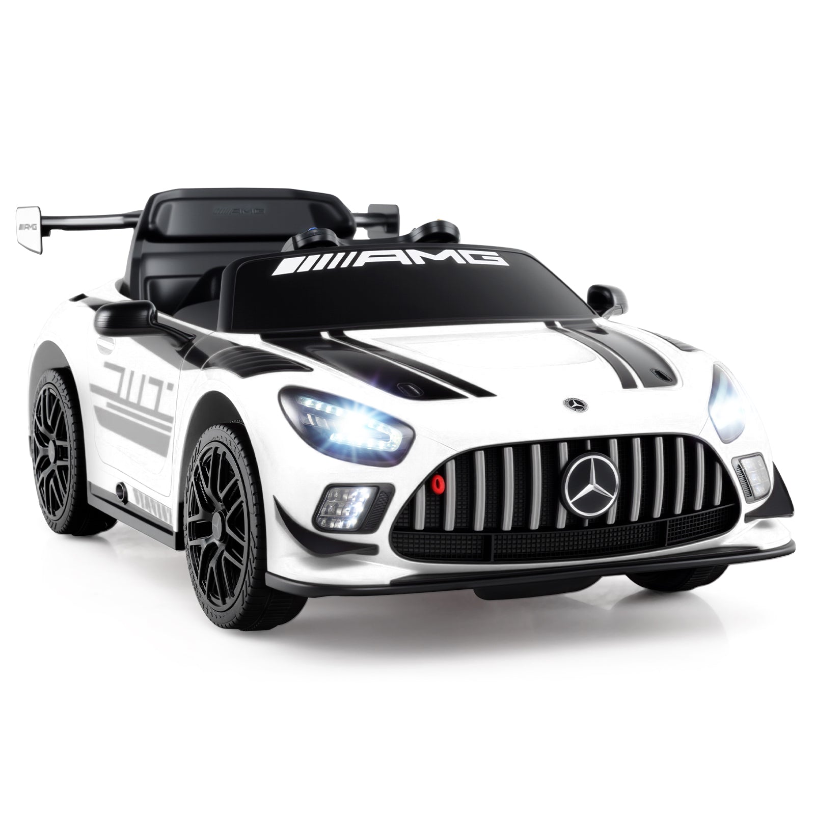 12V Kids Ride-On Car Mercedes-AMG GT3 Licensed with Adjustable Speed, White Powered Ride On Toys at Gallery Canada