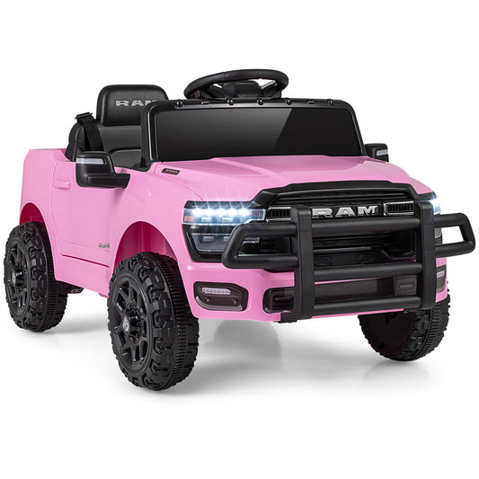 12V Kids Ride On Car Licensed RAM 3500 Electric Vehicle with Remote Control, Pink Powered Ride On Toys Pink at Gallery Canada