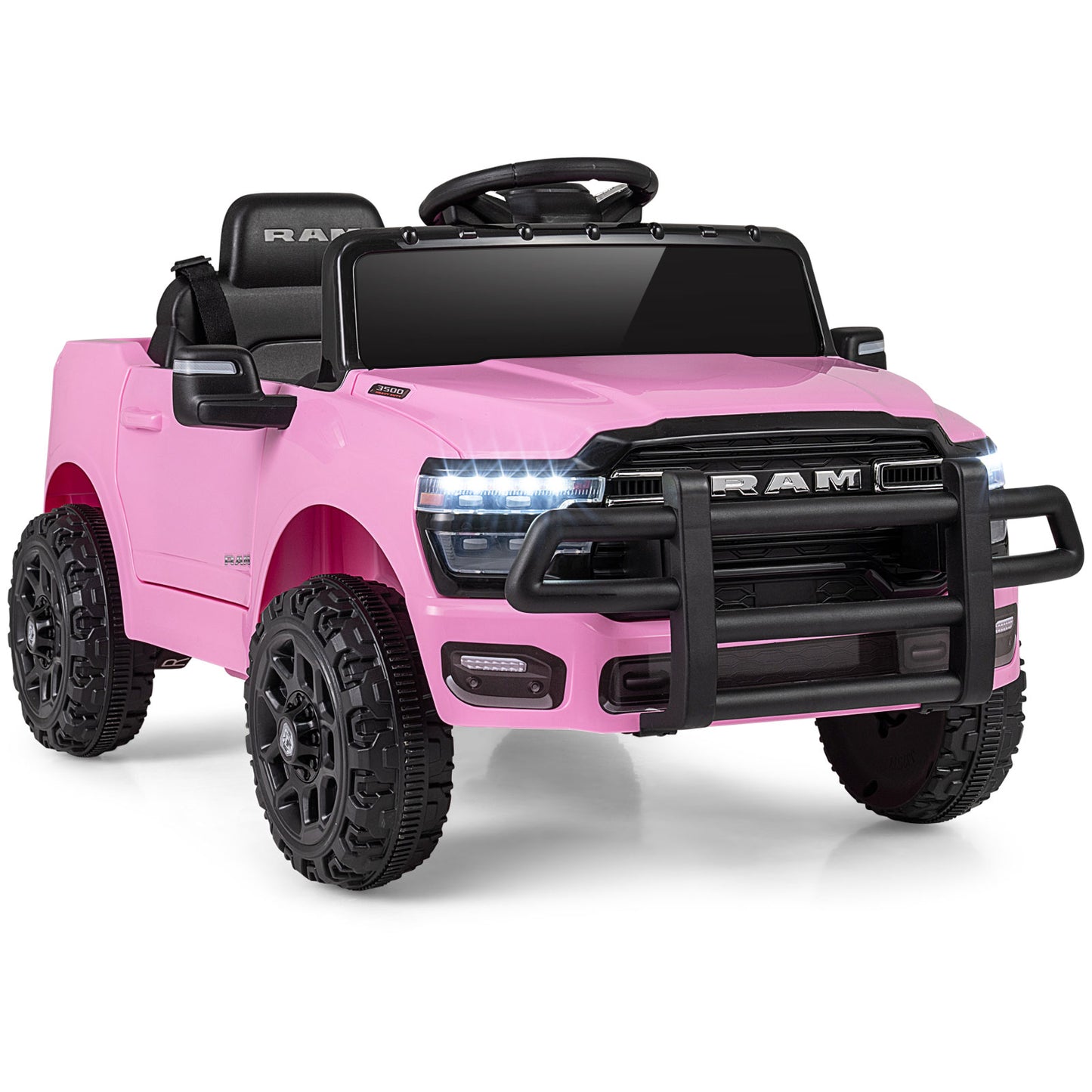 12V Kids Ride On Car Licensed RAM 3500 Electric Vehicle with Remote Control, Pink Powered Ride On Toys Pink at Gallery Canada