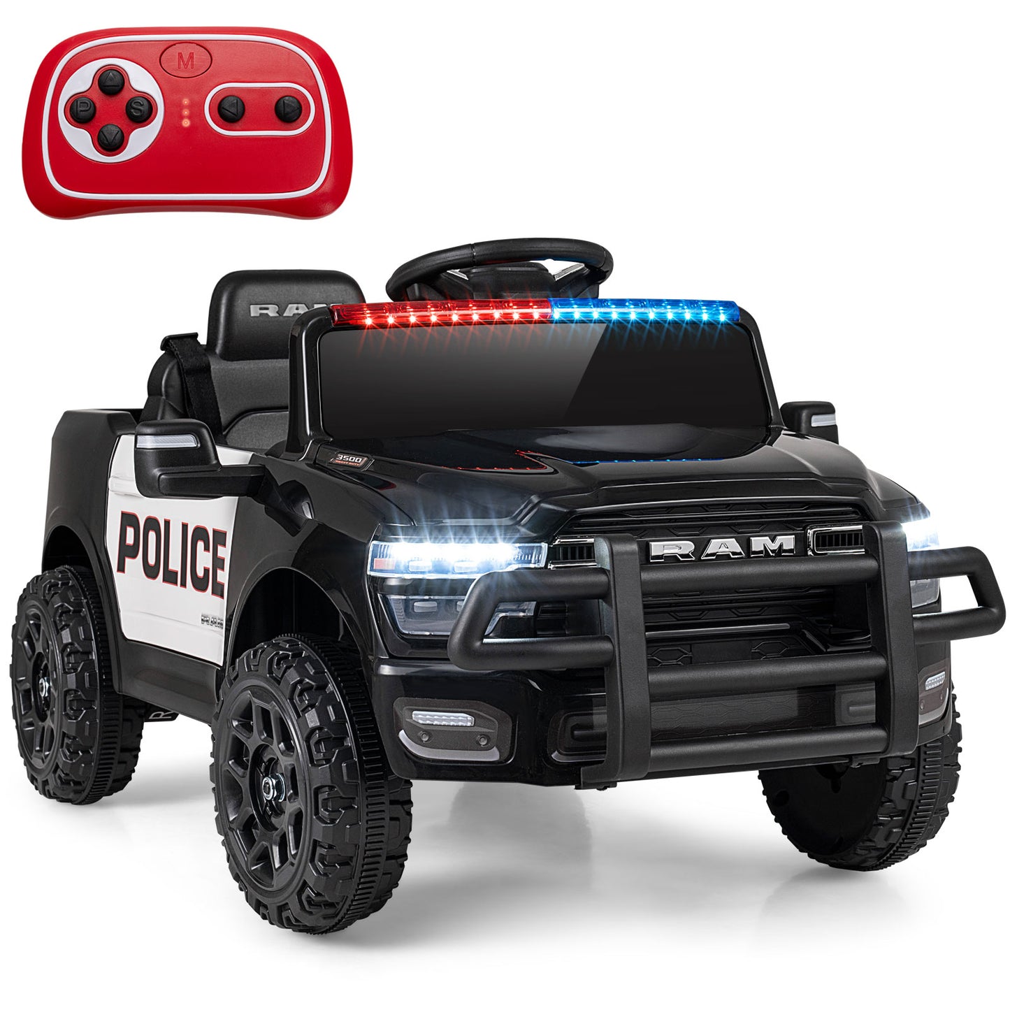 12V Kids Ride On Car Licensed RAM 3500 Electric Vehicle with Remote Control, Black Powered Ride On Toys at Gallery Canada