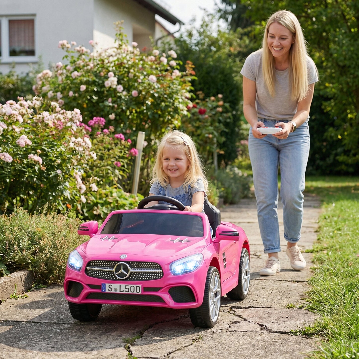 12V Kids Ride on Car Licensed Mercedes-Benz with Remote and Music, Pink Powered Ride On Toys at Gallery Canada