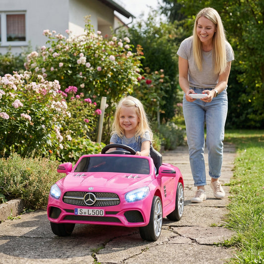 12V Kids Ride on Car Licensed Mercedes-Benz with Remote and Music, Pink Powered Ride On Toys Pink at Gallery Canada