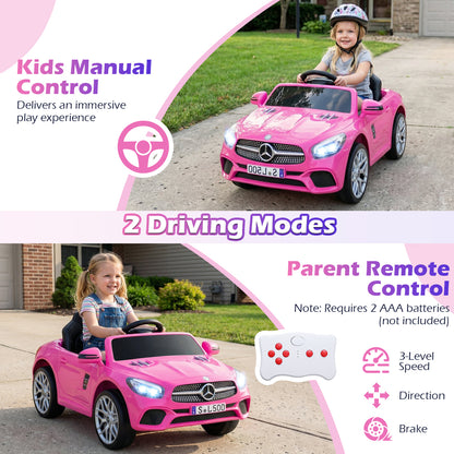 12V Kids Ride on Car Licensed Mercedes-Benz with Remote and Music, Pink Powered Ride On Toys at Gallery Canada