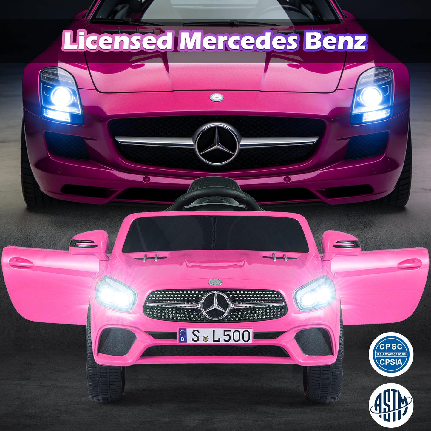 12V Kids Ride on Car Licensed Mercedes-Benz with Remote and Music, Pink Powered Ride On Toys at Gallery Canada