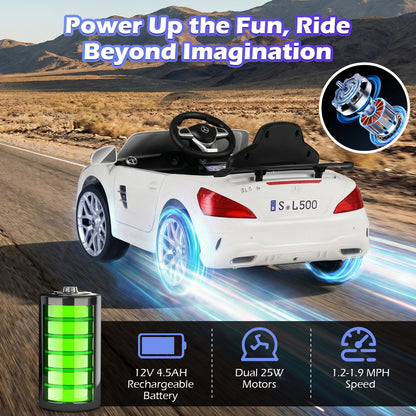 12V Kids Ride on Car Licensed Mercedes-Benz with Remote and Music, White Powered Ride On Toys at Gallery Canada