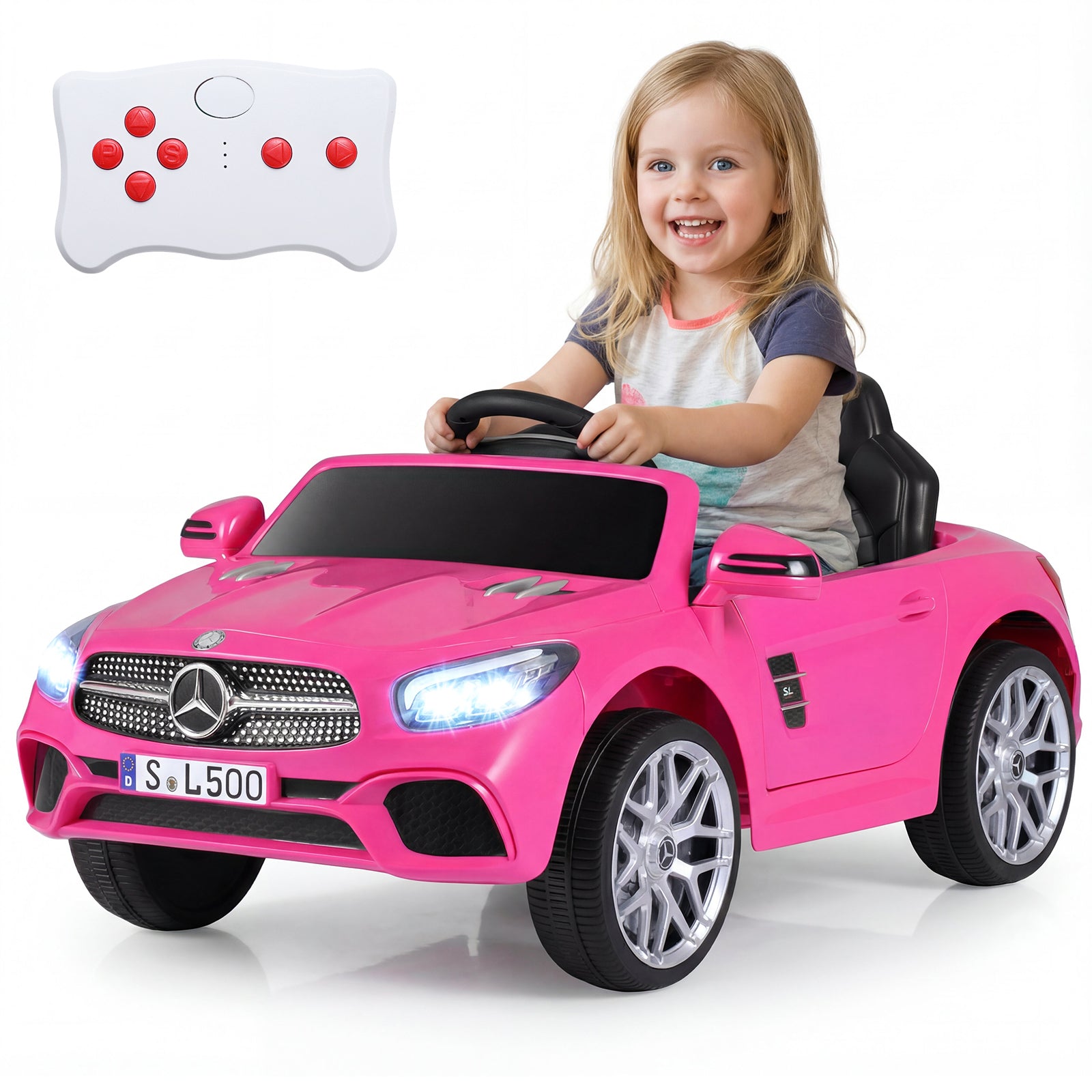 12V Kids Ride on Car Licensed Mercedes-Benz with Remote and Music, Pink Powered Ride On Toys at Gallery Canada