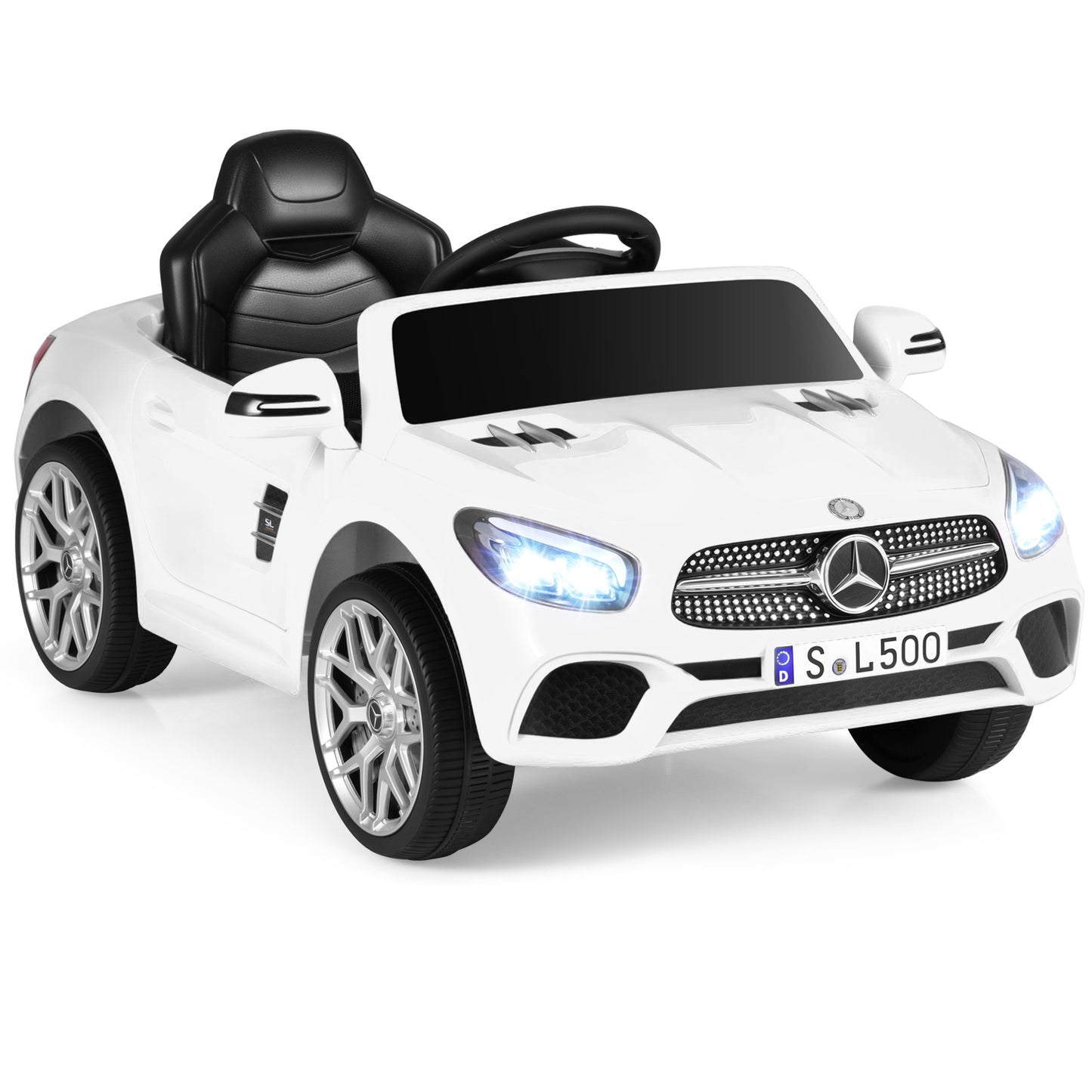 12V Kids Ride on Car Licensed Mercedes-Benz with Remote and Music, White Powered Ride On Toys at Gallery Canada