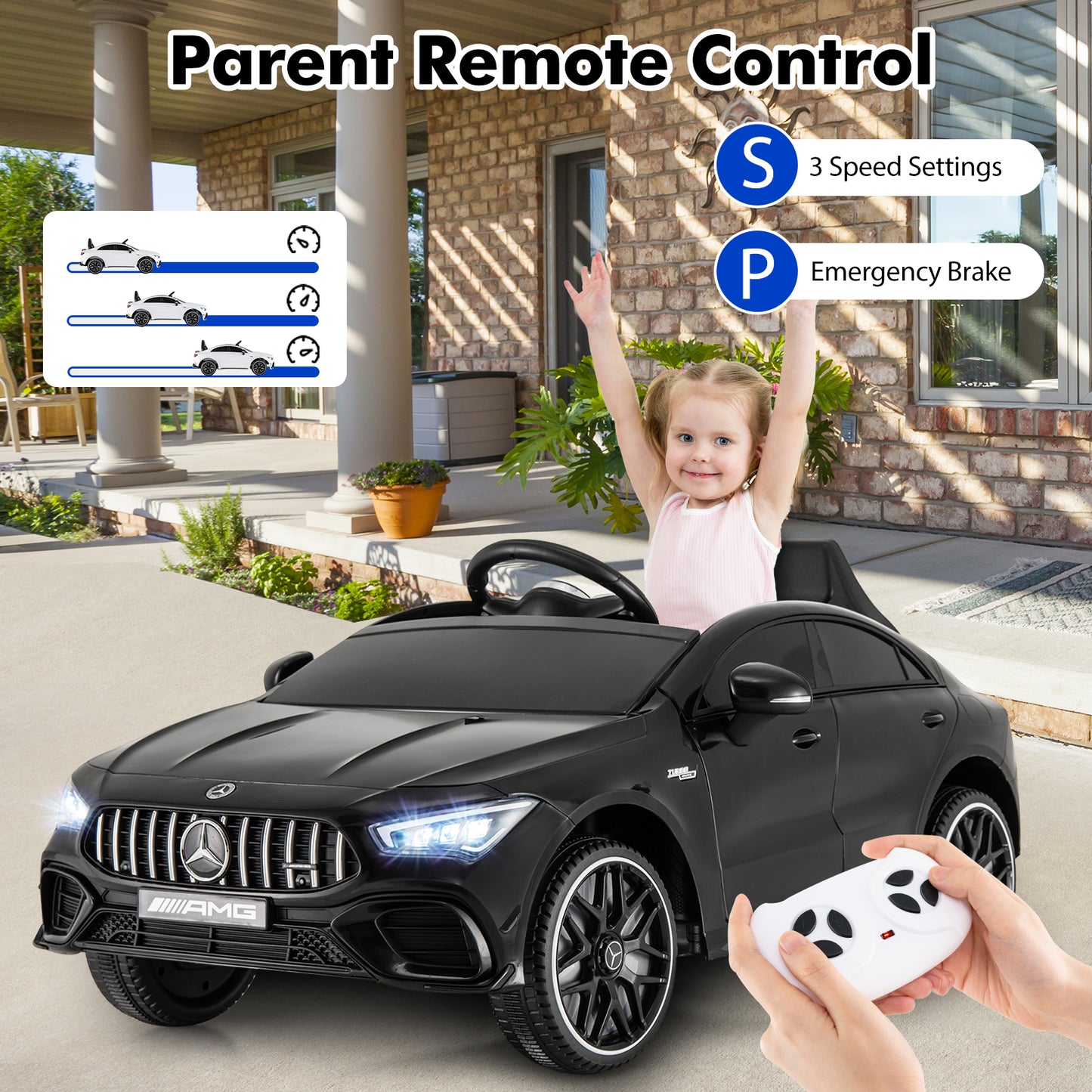 12V Kids Ride On Car, With Remote Control, Black Powered Ride On Toys at Gallery Canada