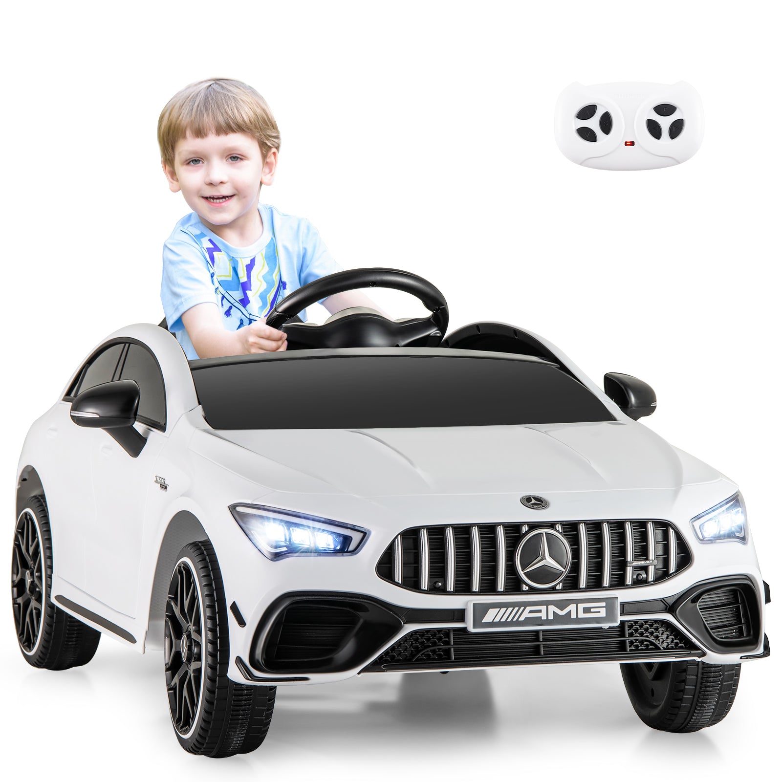 12V Kids Ride On Car With Remote, White Powered Ride On Toys at Gallery Canada