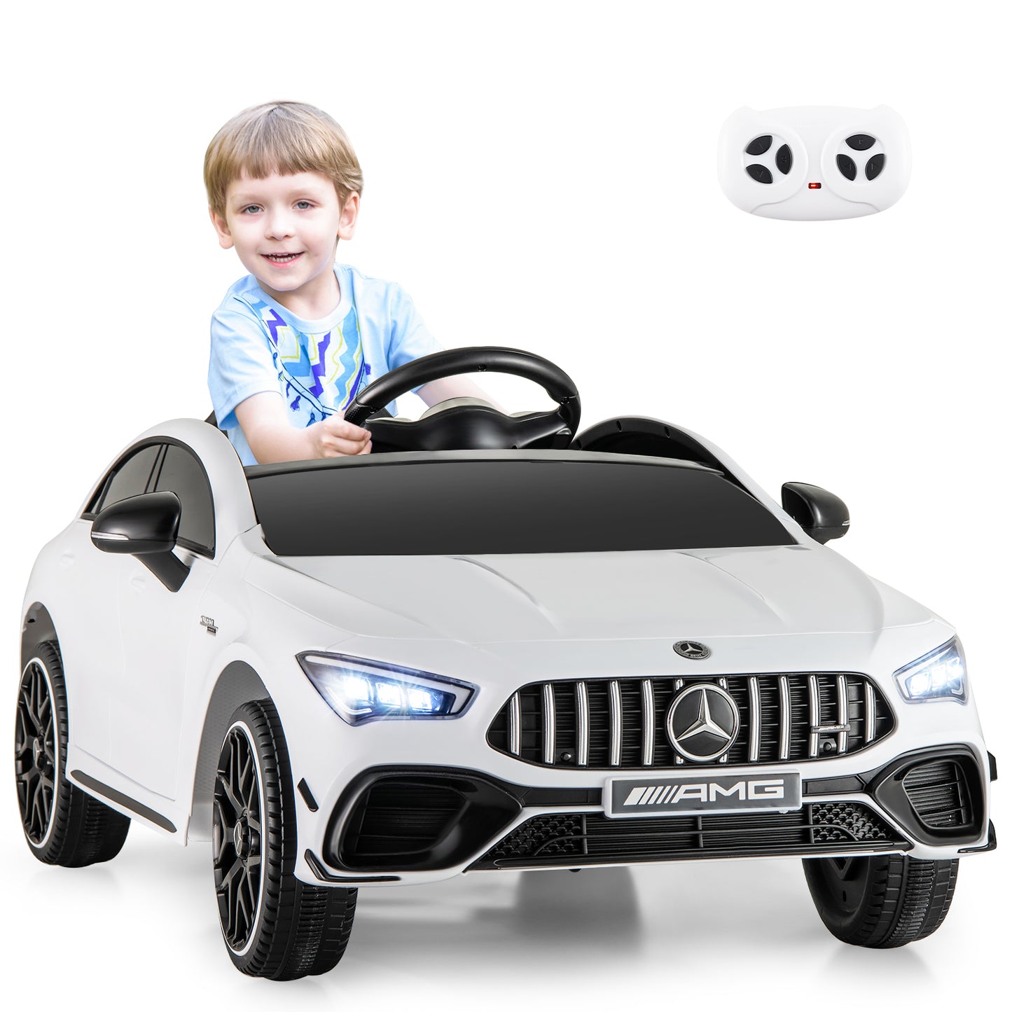 12V Kids Ride On Car With Remote, White Powered Ride On Toys at Gallery Canada