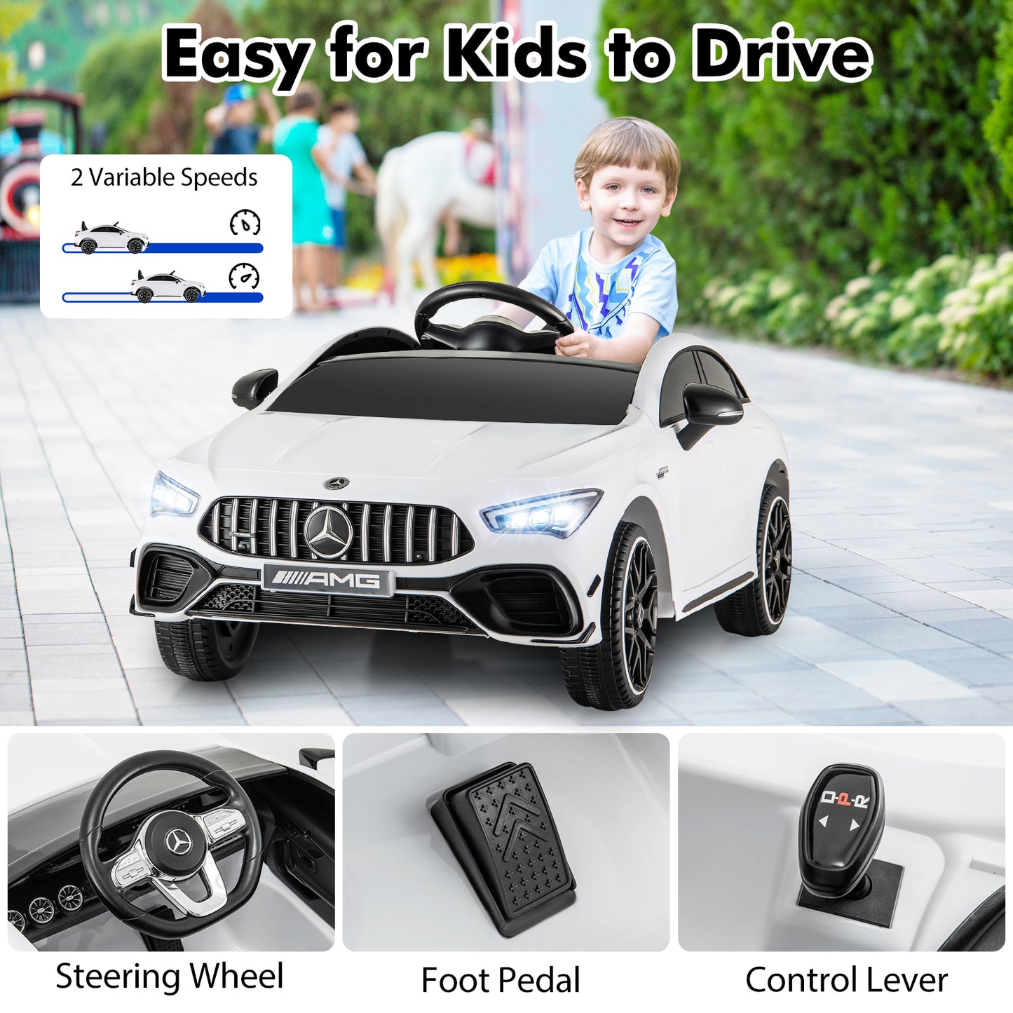 12V Kids Ride On Car With Remote, White Powered Ride On Toys at Gallery Canada