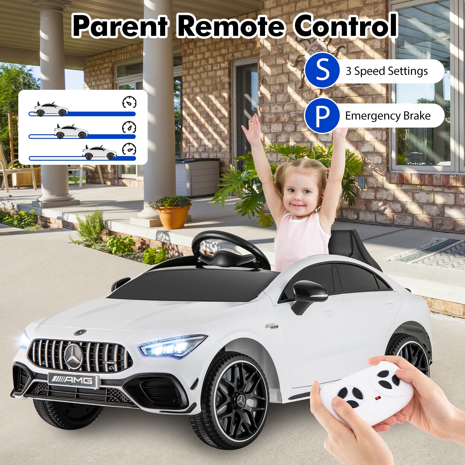 12V Kids Ride On Car With Remote, White Powered Ride On Toys at Gallery Canada