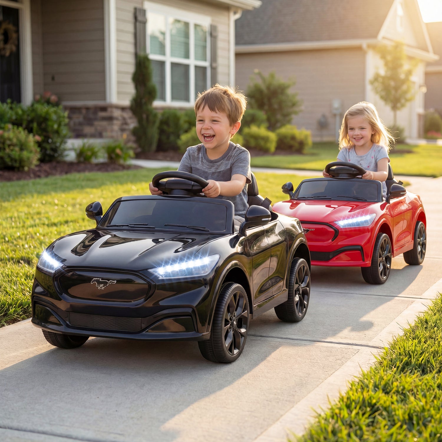 12V Kids Ride on Car Licensed Ford Mach E with Parent Control and Horn, Black Powered Ride On Toys at Gallery Canada