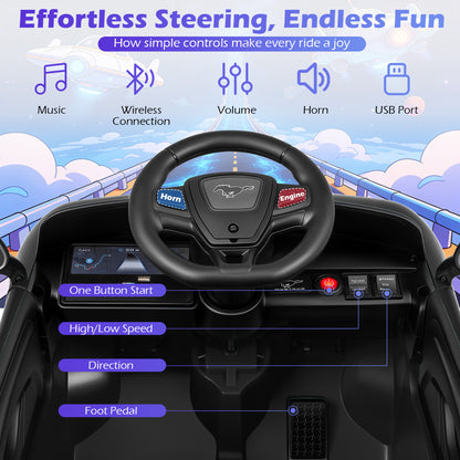 12V Kids Ride on Car Licensed Ford Mach E with Parent Control and Horn, Black Powered Ride On Toys at Gallery Canada