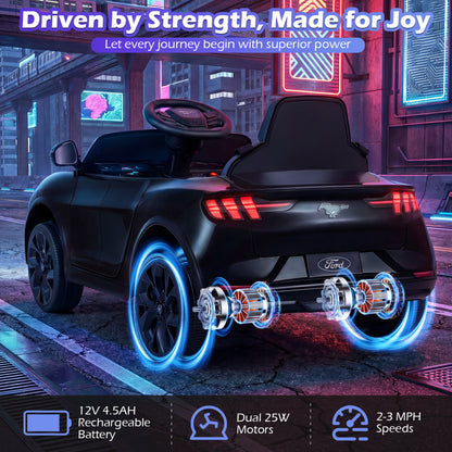 12V Kids Ride on Car Licensed Ford Mach E with Parent Control and Horn, Black Powered Ride On Toys at Gallery Canada