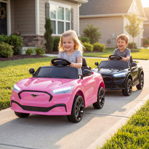 12V Kids Ride on Car Licensed Ford Mach E with Parent Control and Horn, Pink