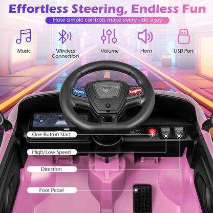 12V Kids Ride on Car Licensed Ford Mach E with Parent Control and Horn, Pink Powered Ride On Toys at Gallery Canada