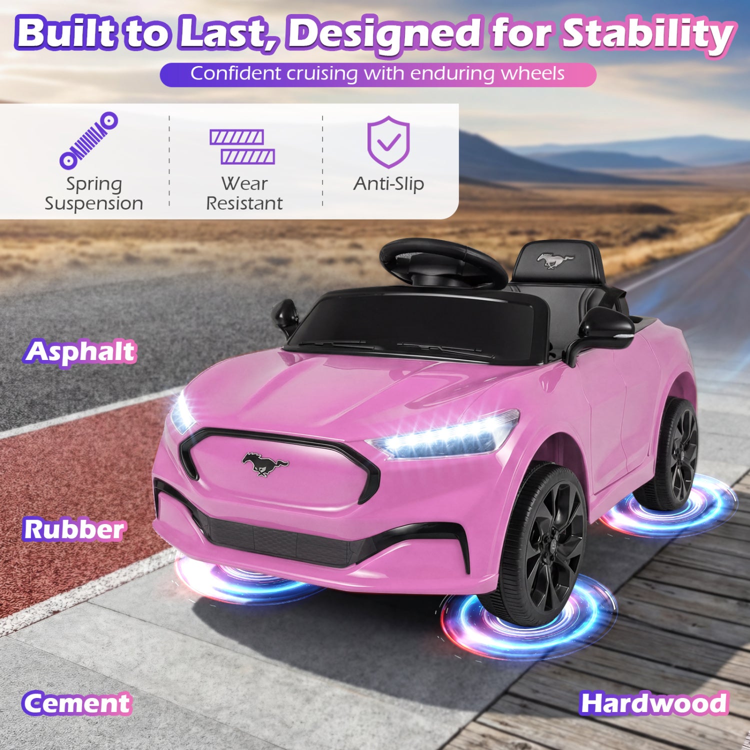 12V Kids Ride on Car Licensed Ford Mach E with Parent Control and Horn, Pink Powered Ride On Toys at Gallery Canada