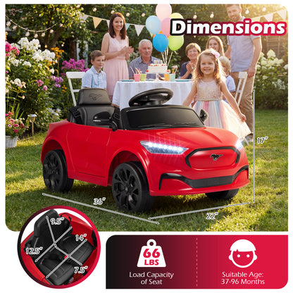 12V Kids Ride on Car Licensed Ford Mach E with Parent Control and Horn, Red Powered Ride On Toys at Gallery Canada