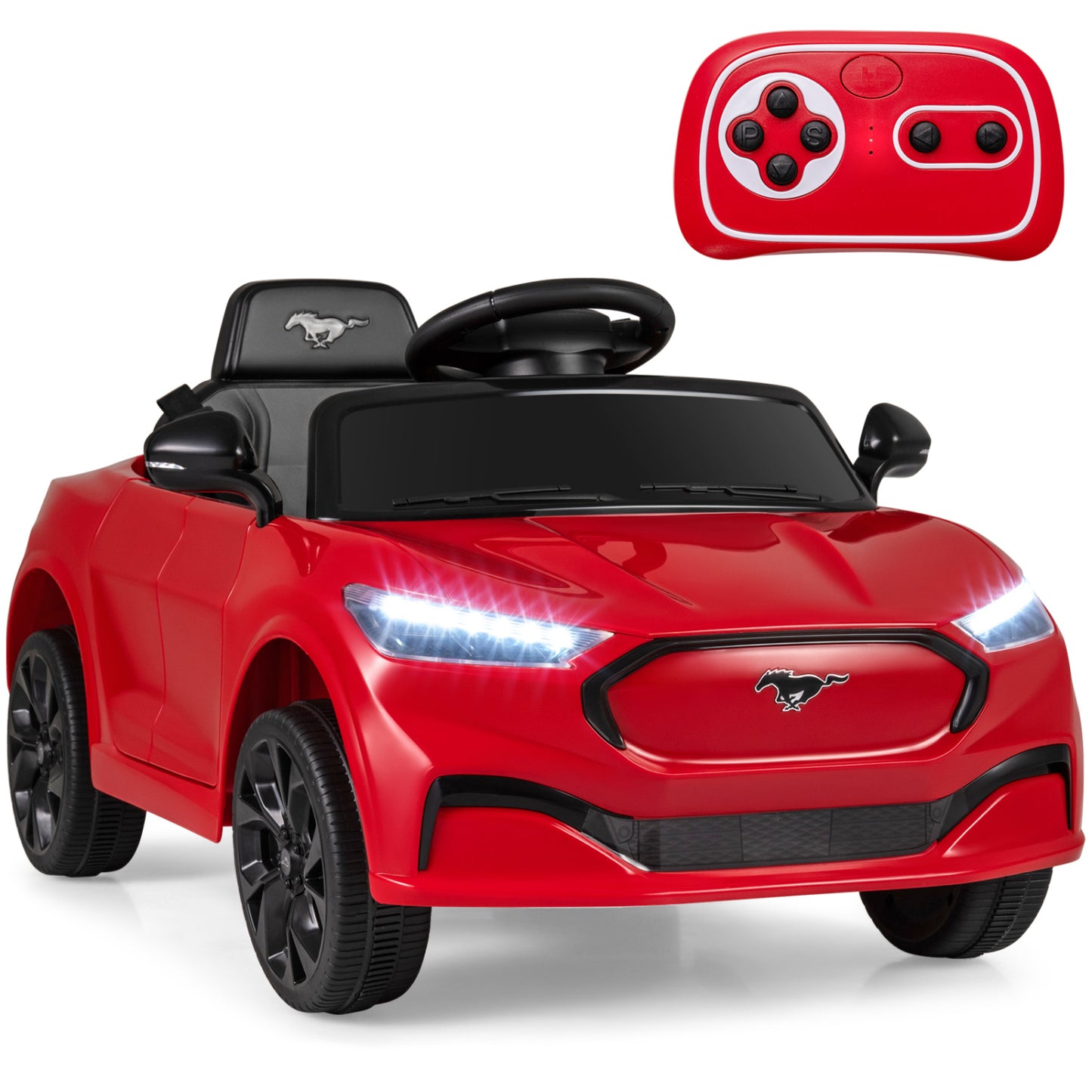 12V Kids Ride on Car Licensed Ford Mach E with Parent Control and Horn, Red Powered Ride On Toys Red at Gallery Canada