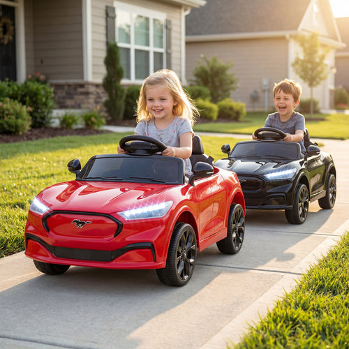 12V Kids Ride on Car Licensed Ford Mach E with Parent Control and Horn, Red