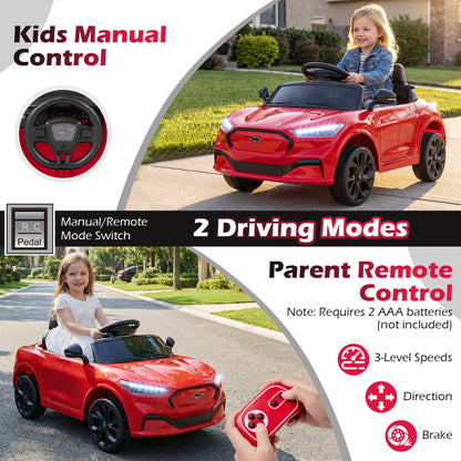 12V Kids Ride on Car Licensed Ford Mach E with Parent Control and Horn, Red Powered Ride On Toys at Gallery Canada