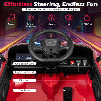 12V Kids Ride on Car Licensed Ford Mach E with Parent Control and Horn, Red Powered Ride On Toys at Gallery Canada