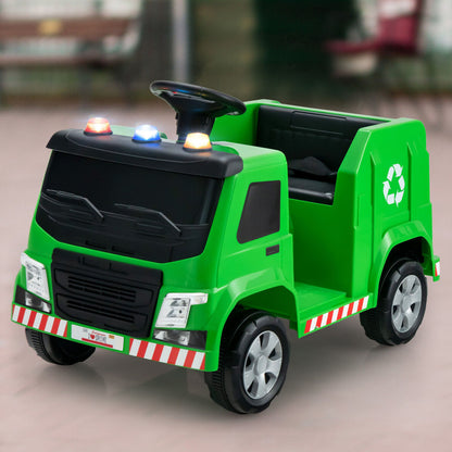 12V Kids Ride-On Garbage Truck, With Warning Lights And 6 Recycling Accessories, Green Powered Ride On Toys at Gallery Canada