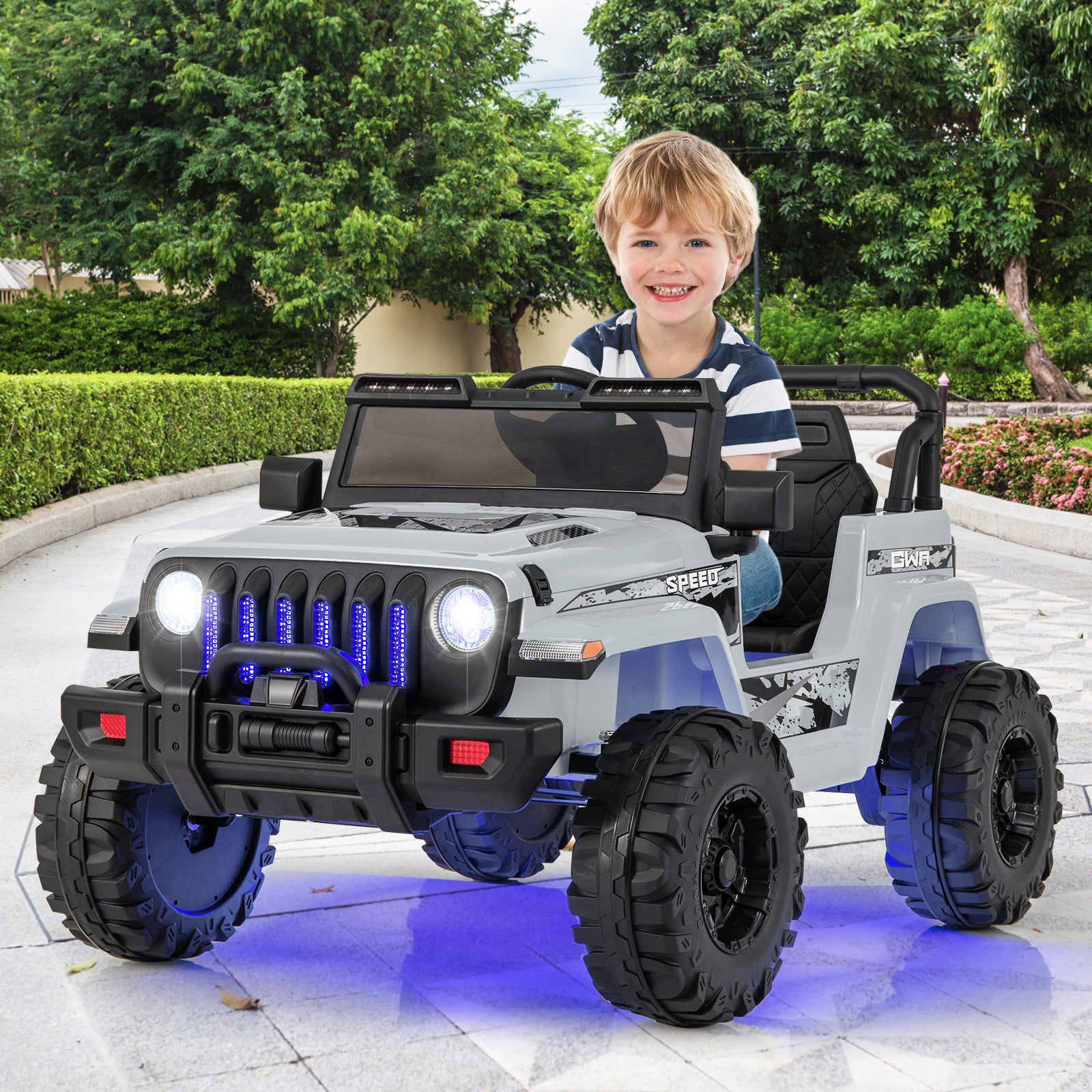 12V Kids Ride-on Jeep Car with 2.4 G Remote Control, Gray Powered Ride On Toys at Gallery Canada