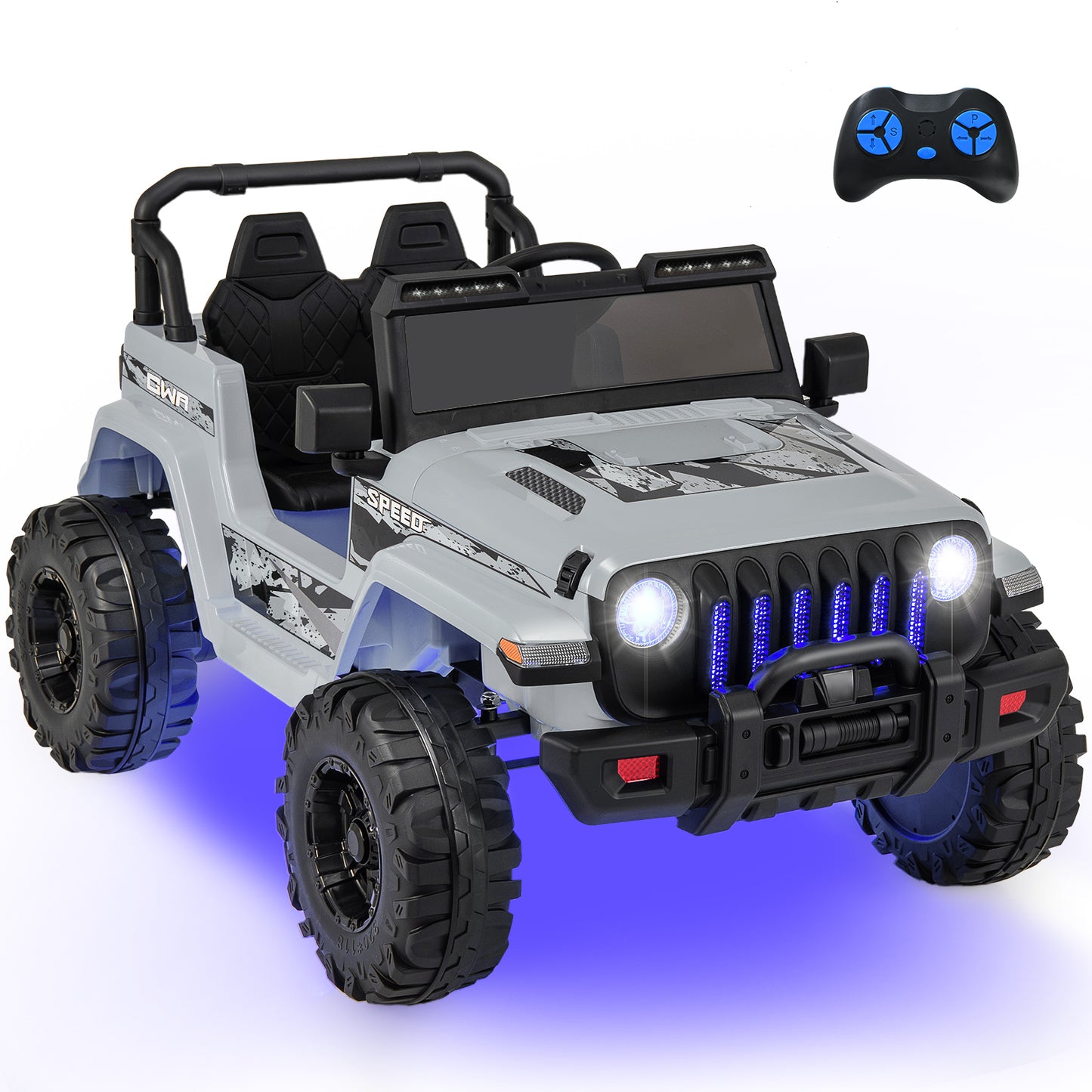 12V Kids Ride-on Jeep Car with 2.4 G Remote Control, Gray Powered Ride On Toys Gray at Gallery Canada
